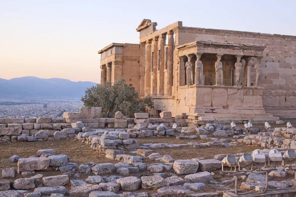 Famous Erechtheon ancient building in Acropolis in Athens, Greece