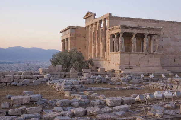 Famoso Erechtheon Antico Edificio Acropoli Atene Grecia — Foto Stock