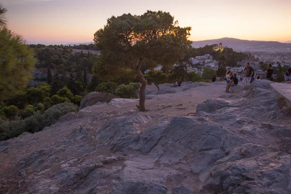 Vista Superior Atenas Hora Pôr Sol Grécia — Fotografia de Stock