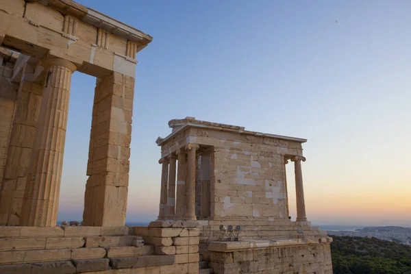 Berömda Antika Akropolis Hill Aten Akropolis Inkluderar Stora Arkitektoniska Den — Stockfoto