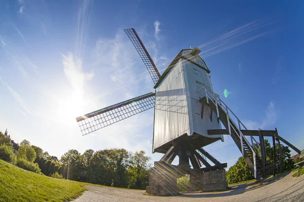 Medeltida Trä Väderkvarn Brugge Brygge — Stockfoto