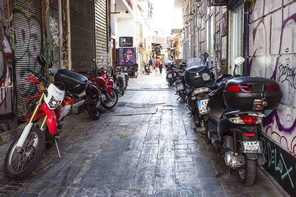 Atina Yunanistan Eylül 2019 Atina Şehir Merkezindeki Bir Caddeye Çok — Stok fotoğraf