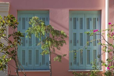 Atina,Greese'de güzel parlak evler ve saksılar