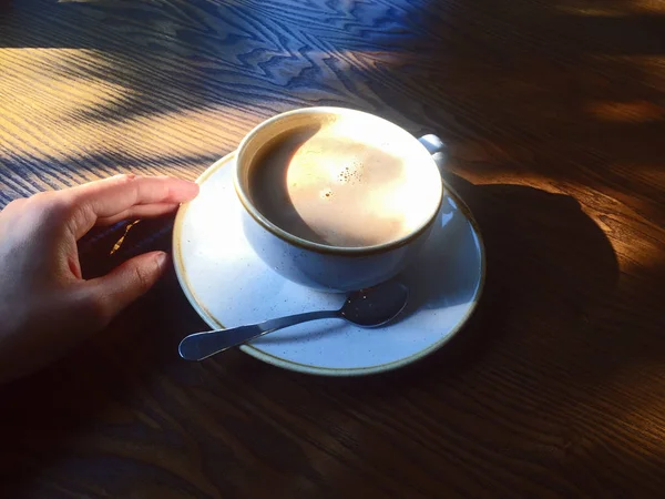 Cup Americano Milk Coffee Table — Stock Photo, Image