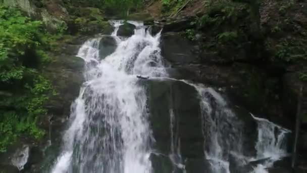 Shepit Waterfall Karpathian Mountains Taken Drone — Stock Video