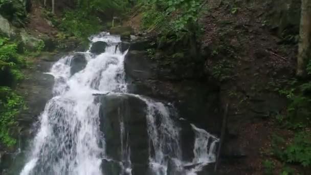 Shepit Waterfall Karpathian Mountains Taken Drone — Stock Video
