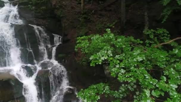 Shepit Waterfall Karpathian Mountains Taken Drone — Stock Video