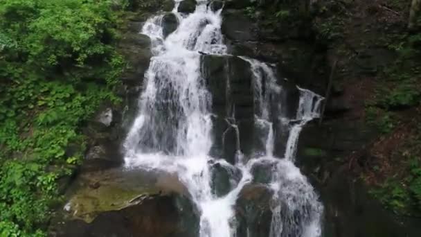 Shepit Waterfall Karpathian Mountains Taken Drone — Stock Video