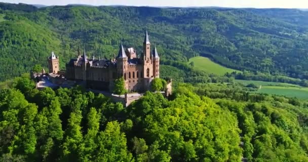Vista Aérea Del Famoso Castillo Hohenzollern Alemania — Vídeo de stock