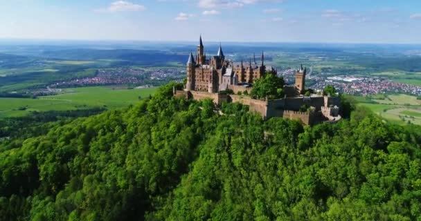 Veduta Aerea Del Famoso Castello Hohenzollern Germania Video Scattato Con — Video Stock