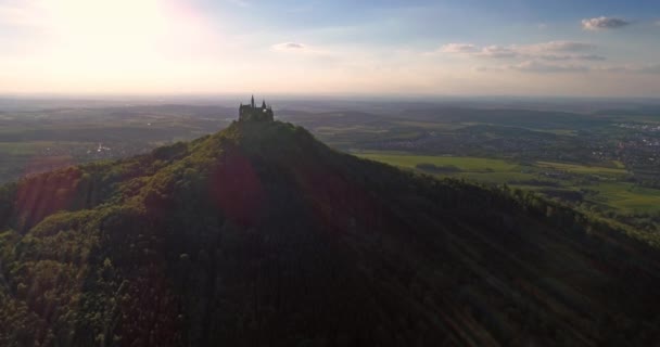 Вид Повітря Знаменитий Замок Гогенцоллерн Німеччина Бери Дроном — стокове відео