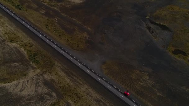 Mit Drohne Fotografierte Landschaften Und Autobahnen Islands — Stockvideo