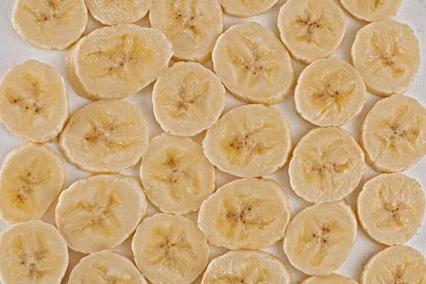 Fundo Banana Fatias Verde Fresco Alimentos Saudáveis — Fotografia de Stock