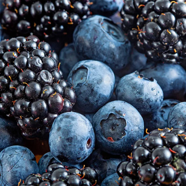 Fondo Fresco Brillante Las Bayas Verano Arándanos Moras — Foto de Stock