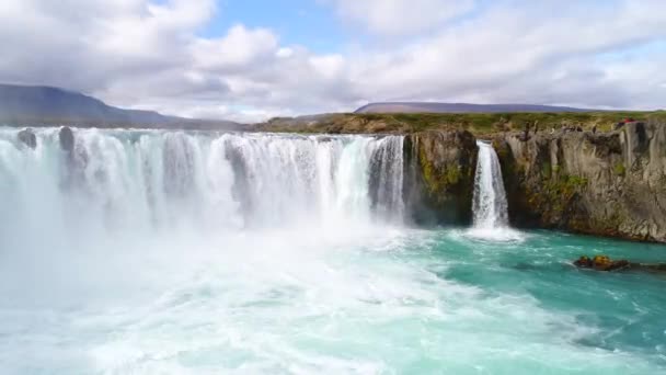 Islândia Paisagem Vista Panorâmica Cachoeira Godafoss Tomado Com Drone Uma — Vídeo de Stock