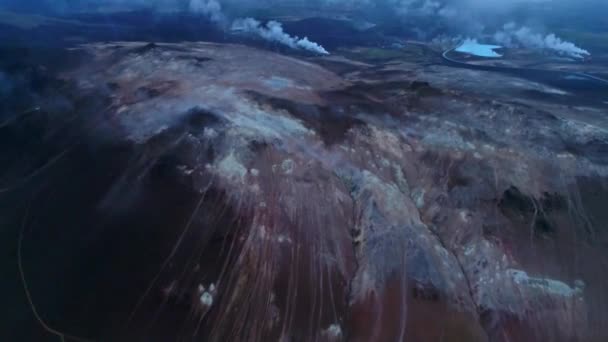 Vídeo Aéreo Islandés Capturado Por Drón Hermoso Paisaje Hveraronf Una — Vídeo de stock