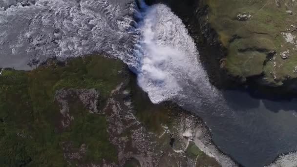 Gullfoss Wasserfall Fluss Und Isländische Landschaften Aufgenommen Mit Drohne — Stockvideo