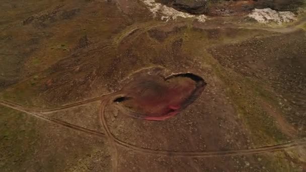 Landskap Den Röda Jorden Island Vulkanisk Drönare Video — Stockvideo