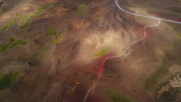 Paisajista Tierra Roja Islandia Volcánico Drone Video — Vídeos de Stock