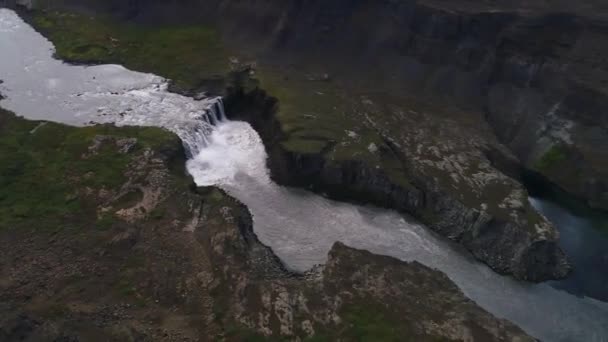 Gullfoss Vízesés Folyó Izlandi Tájak Drónnal — Stock videók