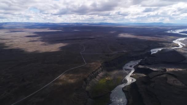 Catarata Gullfoss Paisajes Fluviales Islandeses Tomada Con Dron — Vídeo de stock