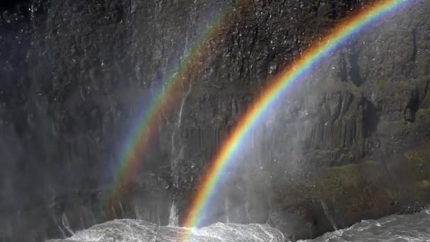 Gullfoss Famosa Cascata Ghiacciata Parte Del Golden Circle Stagione Estiva — Video Stock