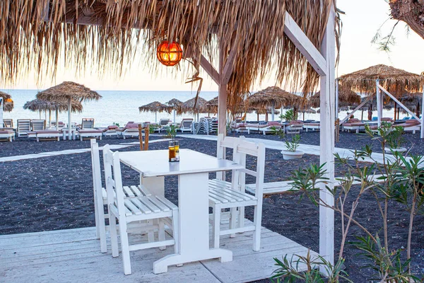 Street Cafe Perissa Beach Greece — Stock Photo, Image