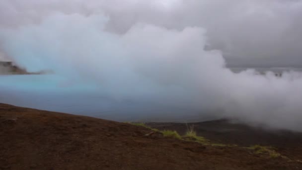 Geotermiskt Område Sjön Myvatn Island — Stockvideo