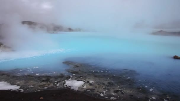 Geotermiskt Område Sjön Myvatn Island — Stockvideo