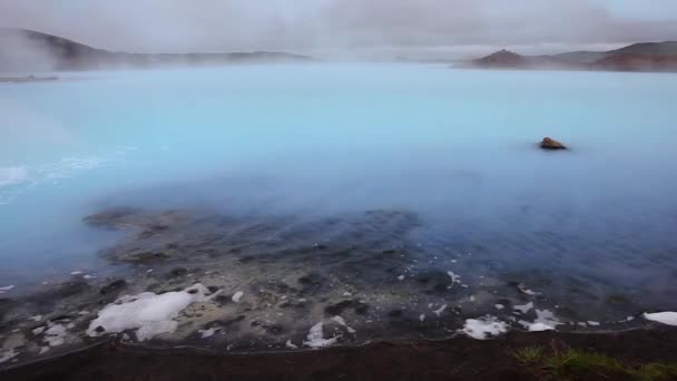 Geotermiskt Område Sjön Myvatn Island — Stockvideo