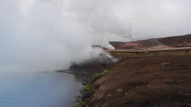 Zona Geotérmica Lago Myvatn Islandia — Vídeos de Stock