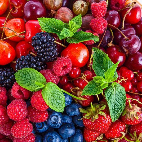 Fresh Summer Berries Mix Background — Stock Photo, Image