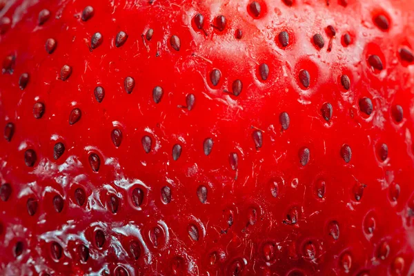 Brilhante Vermelho Suculento Morango Closeup Fundo — Fotografia de Stock