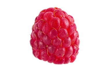 Beyaz arkaplanda izole edilmiş parlak olgun ahududu.