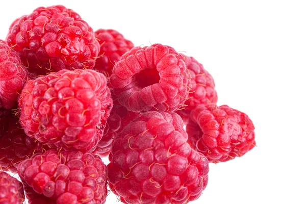 Fresh Red Raspberries Isolation White — Stock Photo, Image