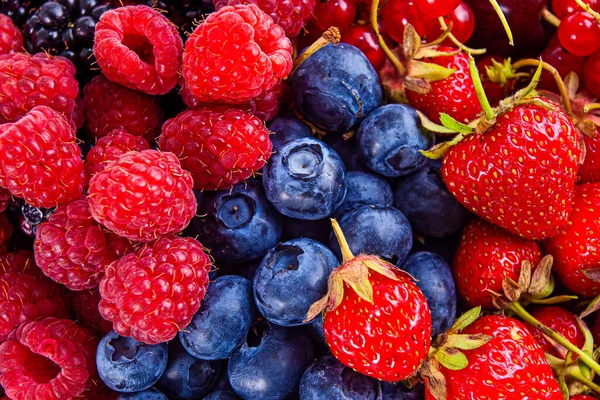 Fresh Summer Berries Mix Background — Stock Photo, Image