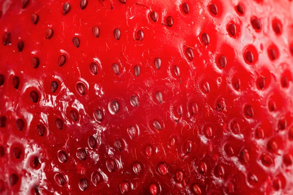 Knallrote Saftige Erdbeere Nahaufnahme Hintergrund — Stockfoto