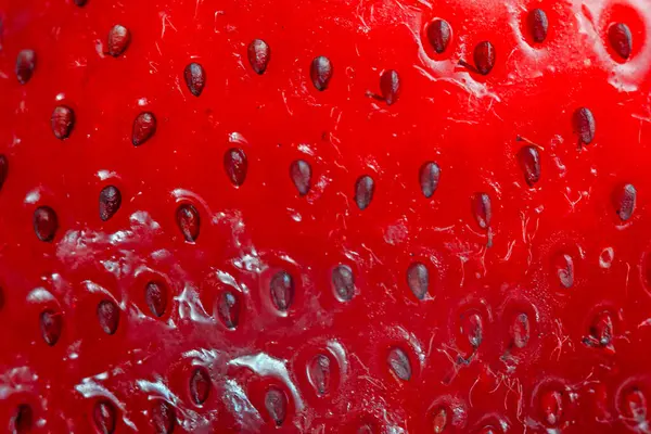 Brilhante Vermelho Suculento Morango Closeup Fundo — Fotografia de Stock