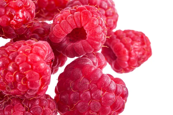 Fresh Red Raspberries Isolation White — Stock Photo, Image