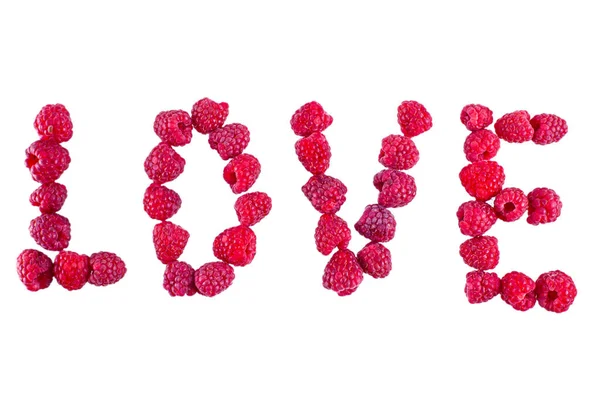 Word Love Made Raspberry — Stock Photo, Image
