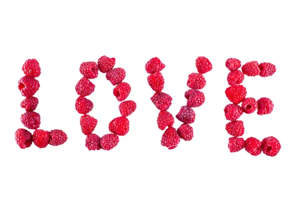 Word Love Made Raspberry — Stock Photo, Image