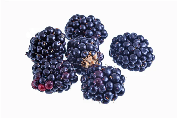 Fresh Juicy Dark Blackberry Isolated White — Stock Photo, Image