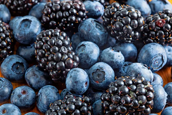 Fondo Fresco Brillante Las Bayas Verano Arándanos Moras — Foto de Stock