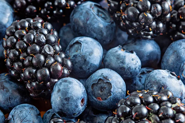 Fondo Fresco Brillante Las Bayas Verano Arándanos Moras — Foto de Stock