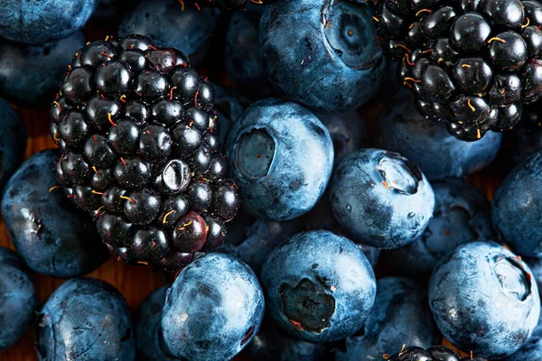 Fondo Fresco Brillante Las Bayas Verano Arándanos Moras — Foto de Stock