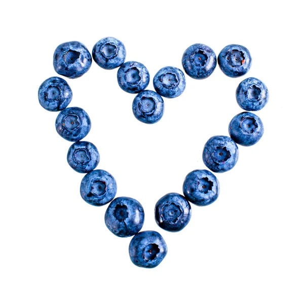 Fresh Blue Blueberry Heart Shape Frame — Stock Photo, Image