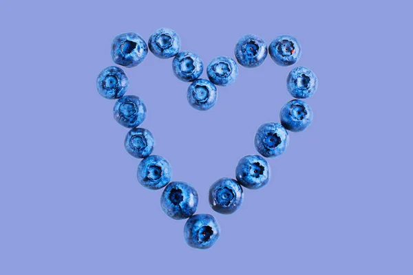 Fresh Blue Blueberry Heart Shape Frame — Stock Photo, Image