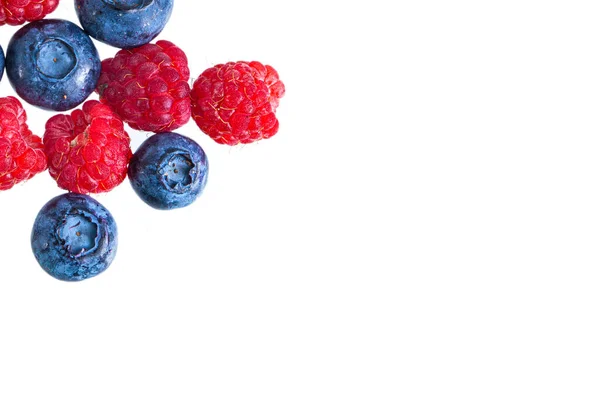 Fresh Blueberries Raspberries White — Stock Photo, Image