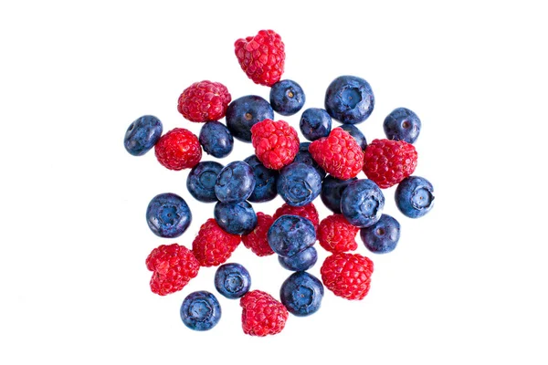 Fresh Blueberries Raspberries White — Stock Photo, Image