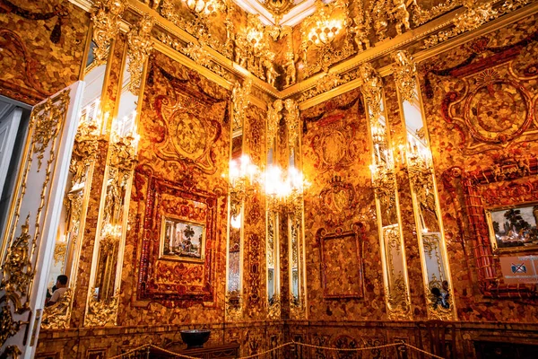 Petersburg Ryssland Juni Inredning Catherine Palace Amber Room Augusti 2013 — Stockfoto